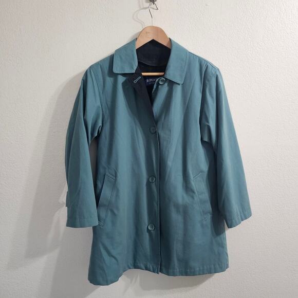 LONDON FOG Limited Edition Insulated Rain Jacket in Teal Blue Size Petite XS - Picture 2 of 10